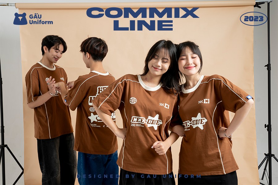 Áo lớp Commix Line - Nâu lé Trắng ngà