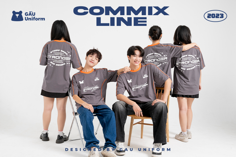 Áo lớp Commix Line - Ghi lé Cam