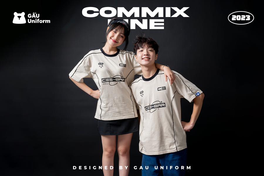 Áo lớp Commix Line - Tan nhạt lé Đen