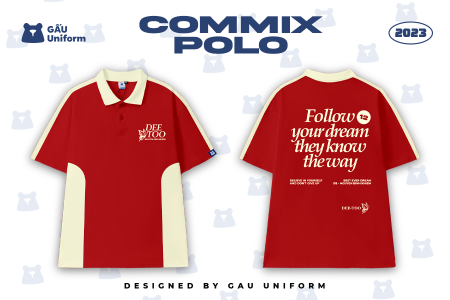 Áo lớp Polo Commix - Đỏ phối Vani