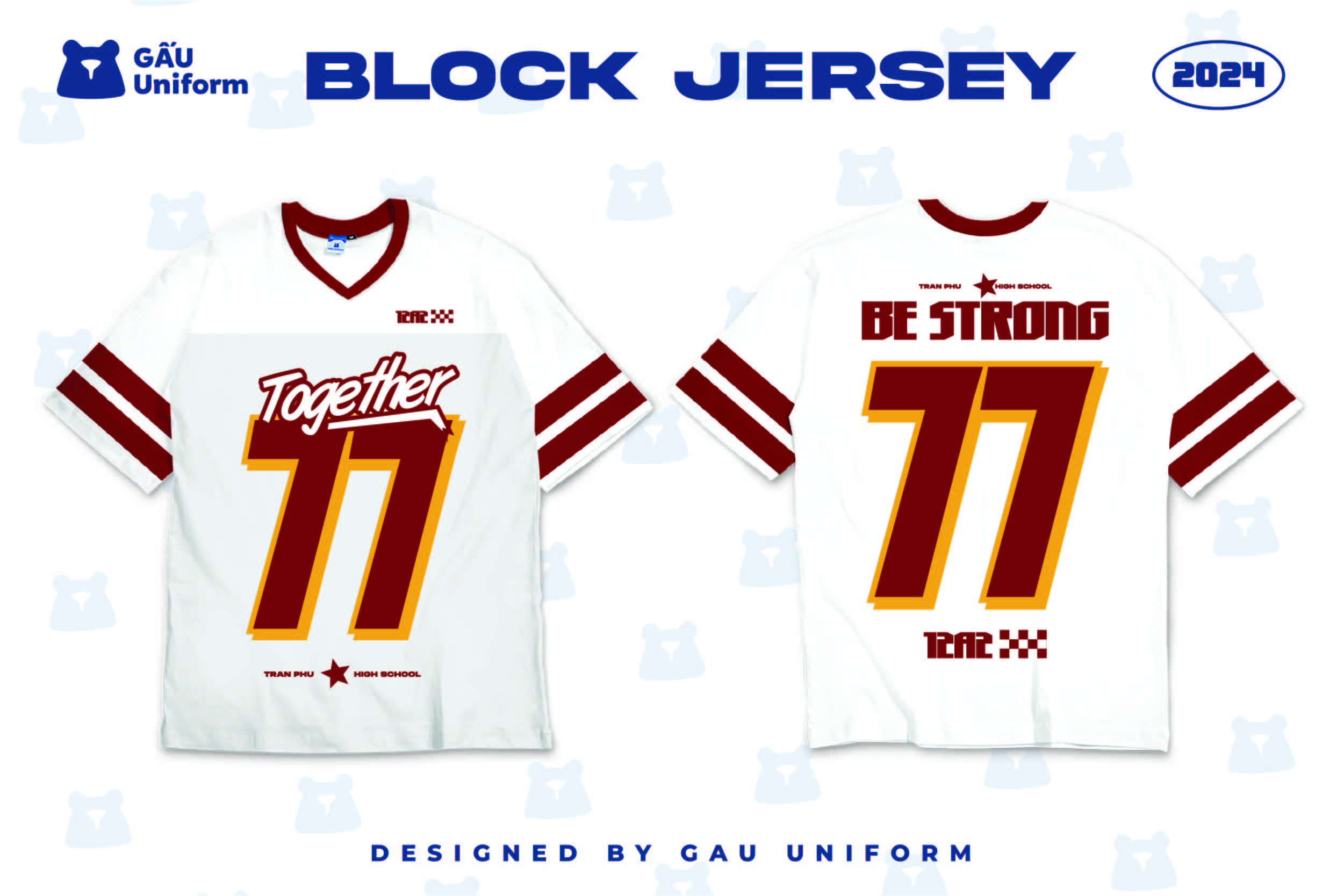 Áo lớp Block Jersey Trắng - Đỏ