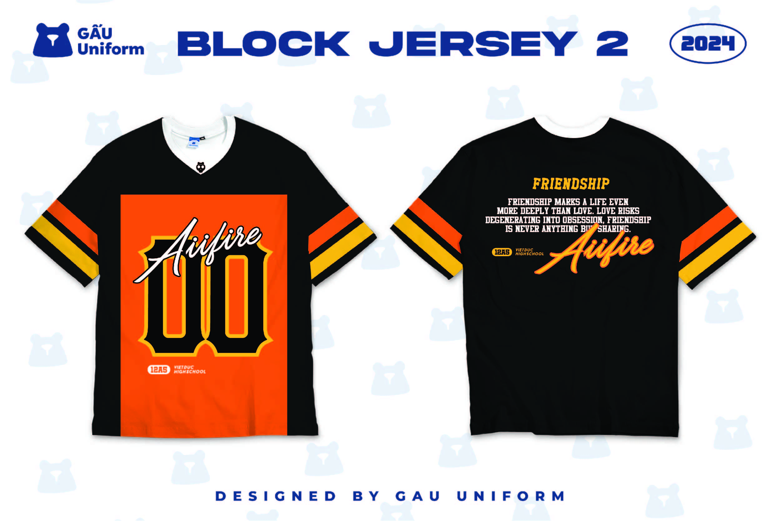 Áo lớp Block Jersey Đen - Cam