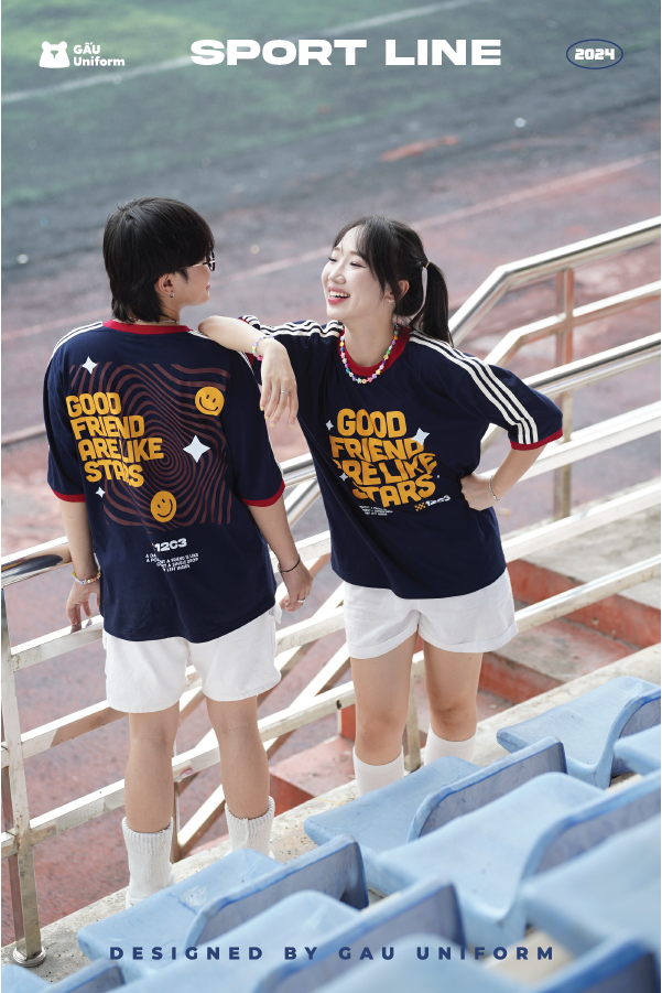 Áo lớp Sport Line Xanh than - Trắng