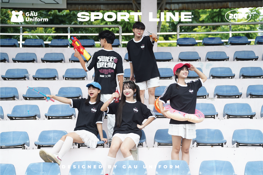Áo lớp Sport Line Đen - Trắng
