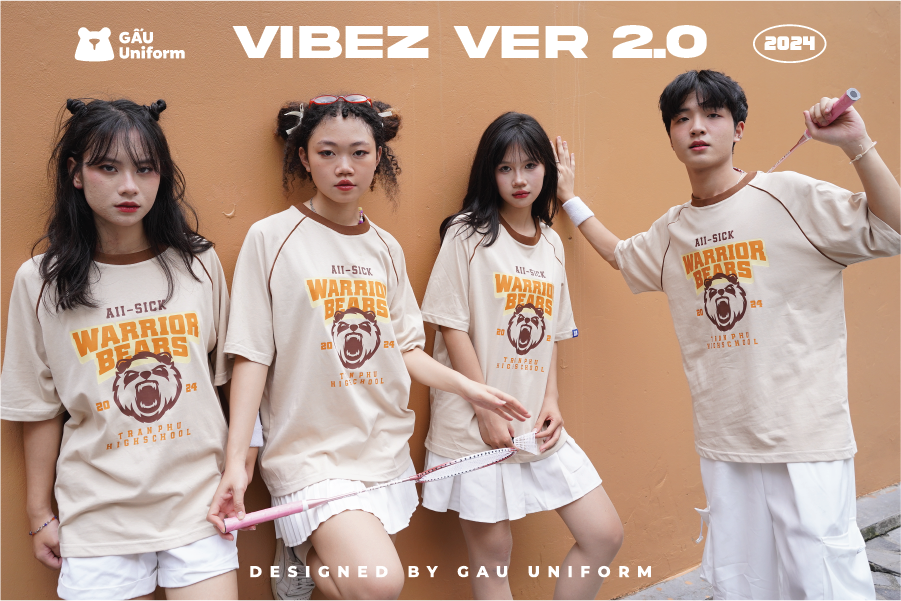 Áo lớp Vibez 2.0 Trắng - Nâu