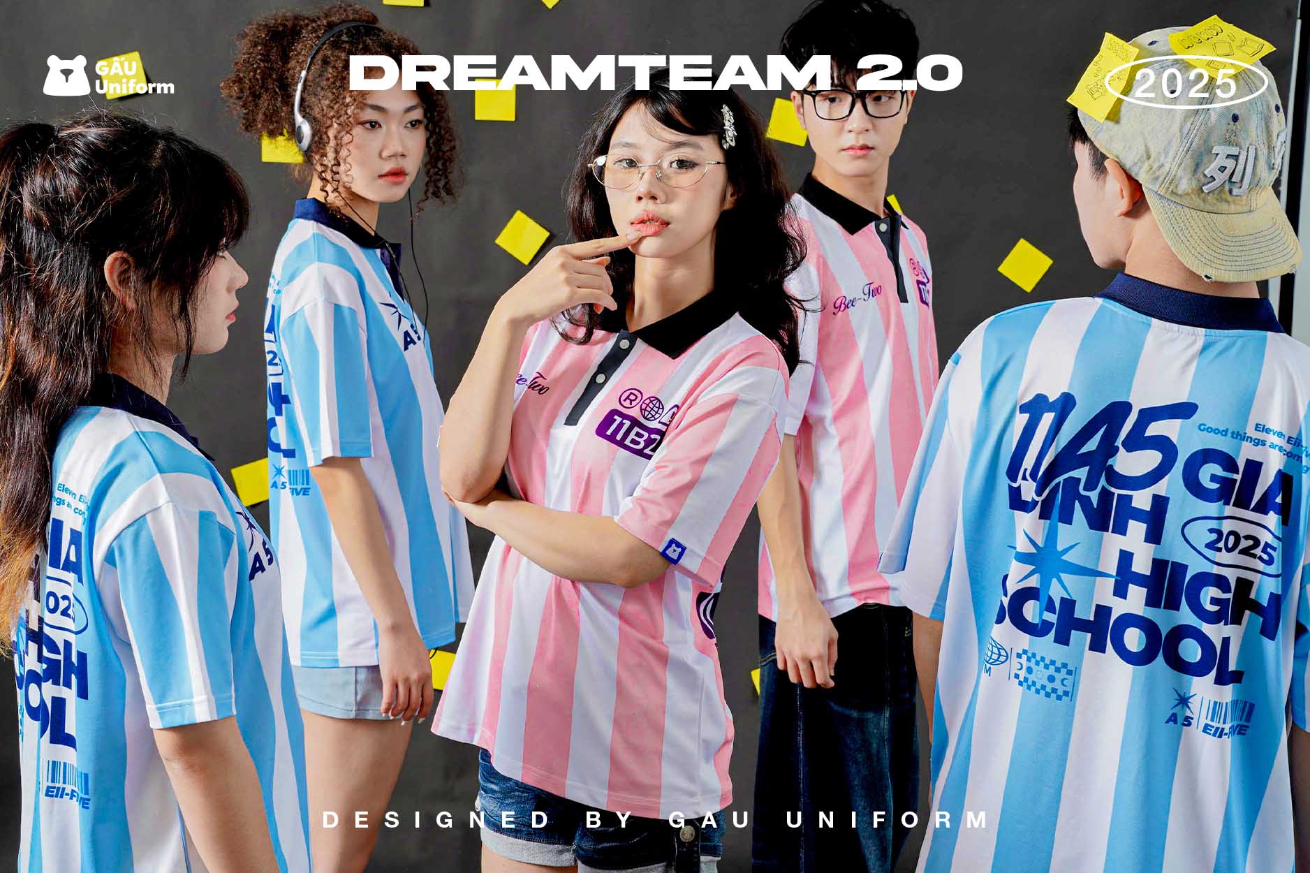 Áo lớp Dream Team 2.0 Sọc Hồng - Trắng