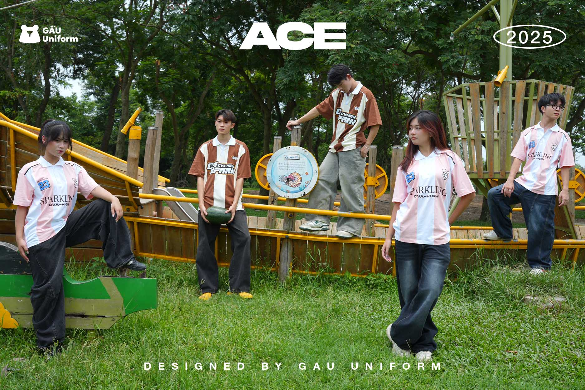 Áo lớp ACE Sọc Trắng Hồng