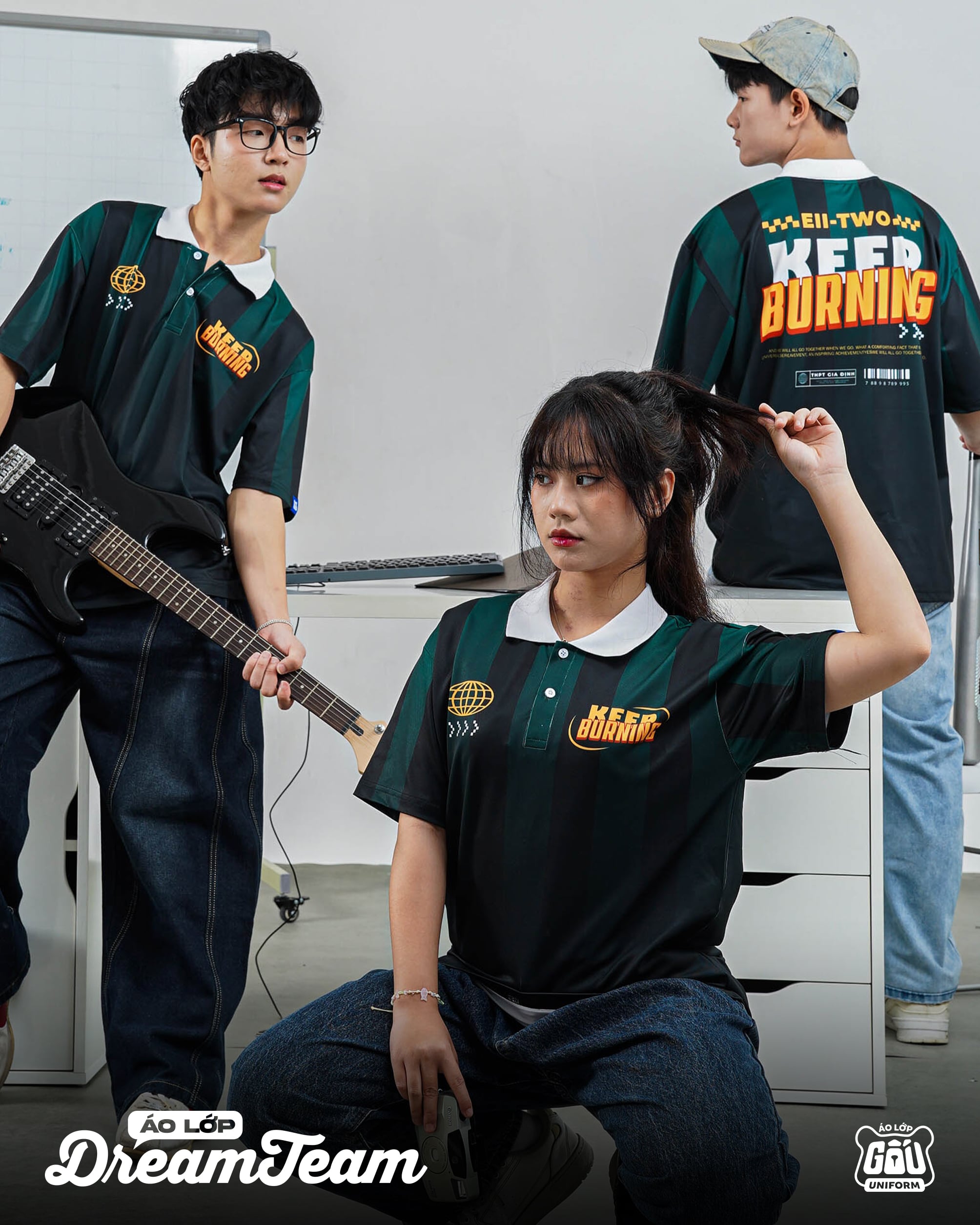 Áo lớp Dream Team 2.0 Sọc Xanh lá - Đen