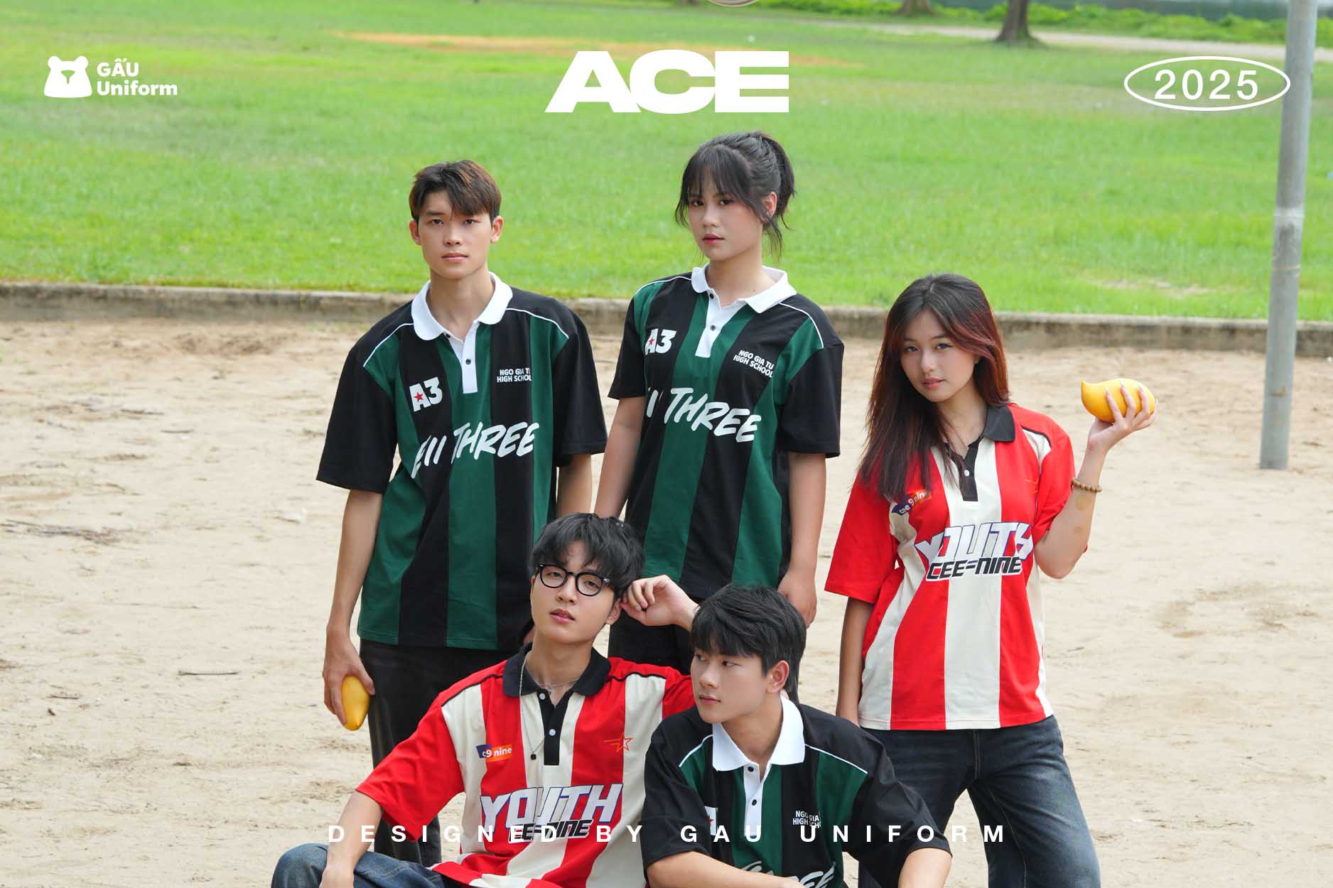 Áo lớp ACE Sọc Đen Xanh Lá