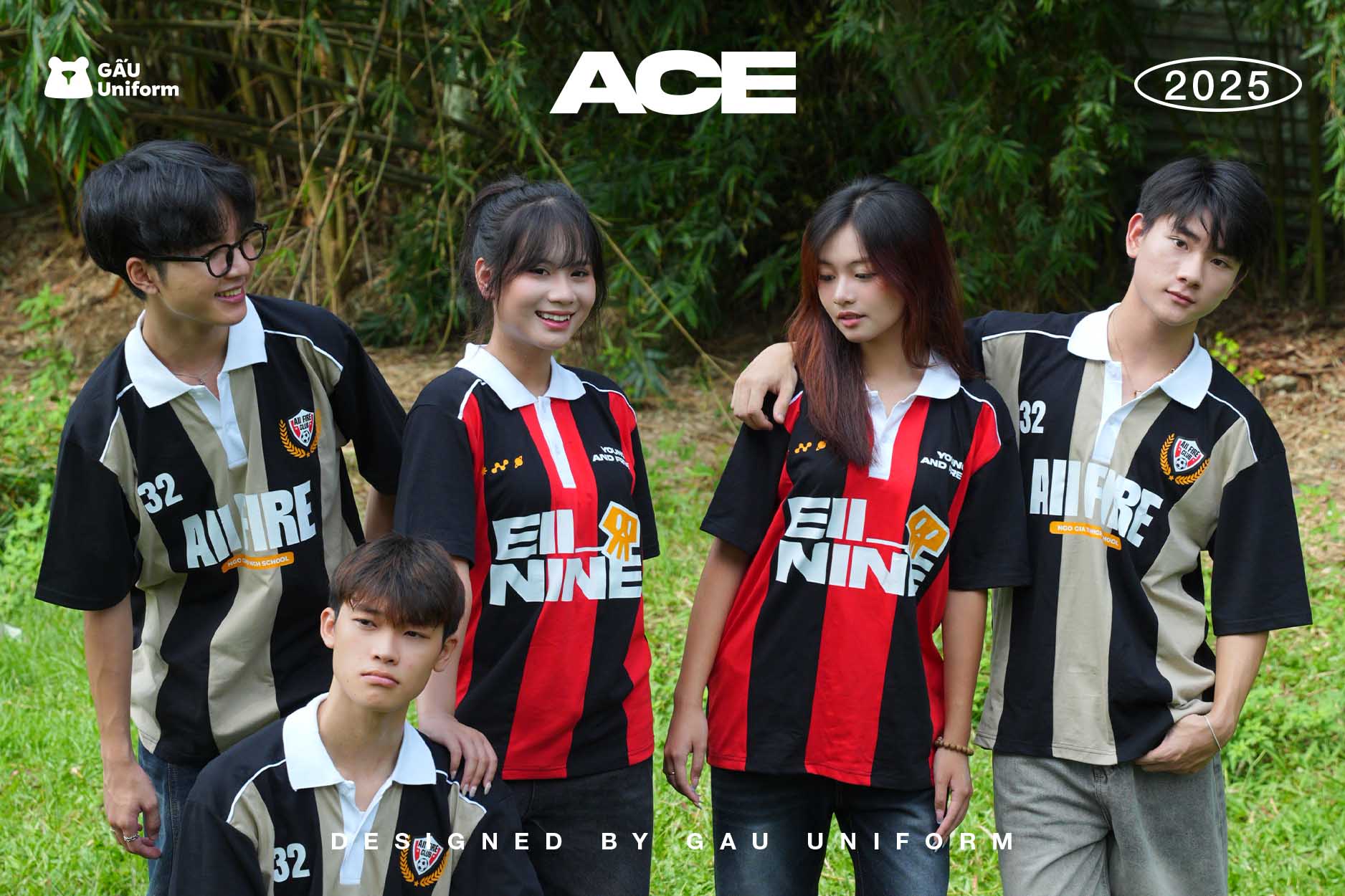 Áo lớp ACE Sọc Đen Đỏ