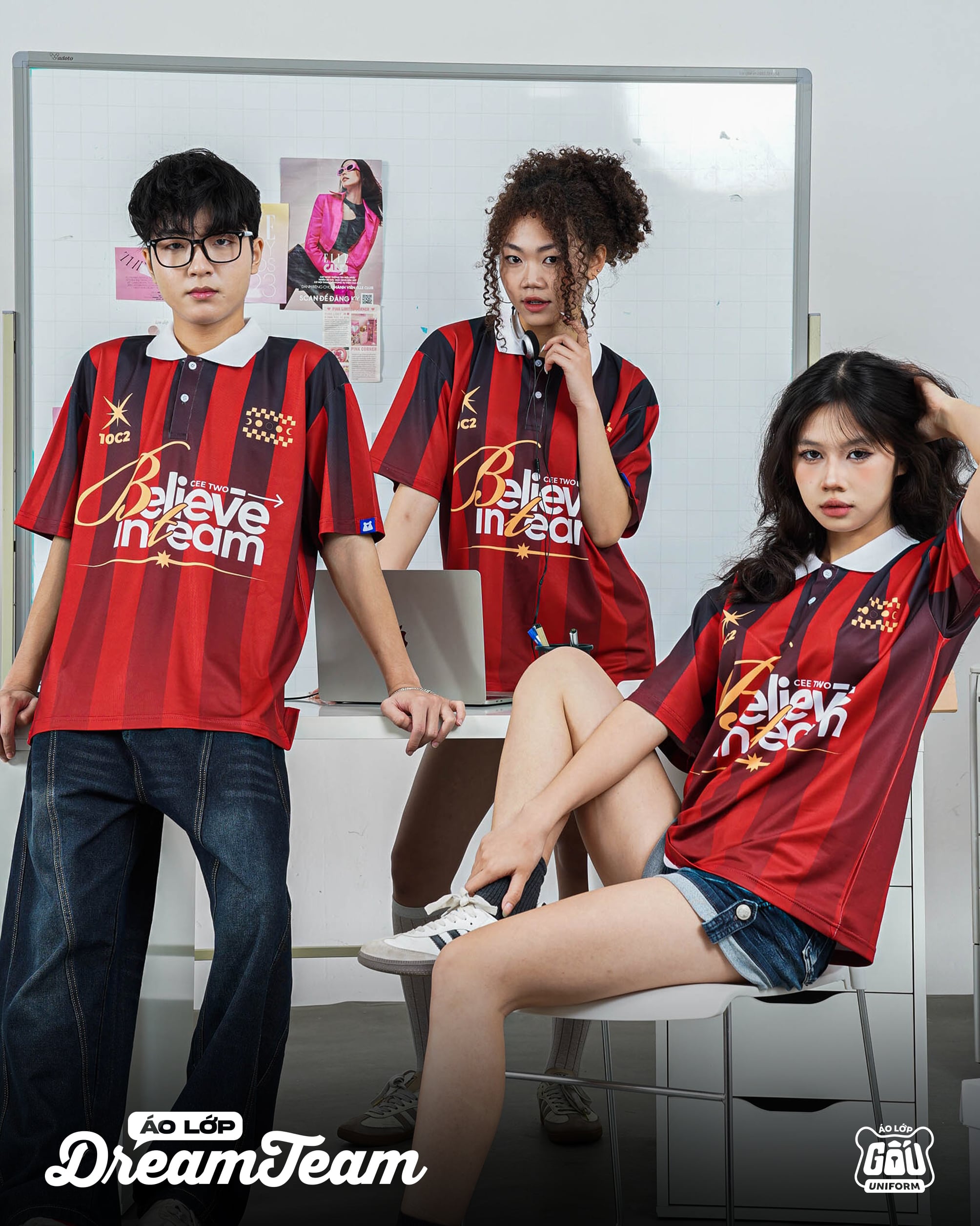 Áo lớp Dream Team 2.0 Sọc Đỏ - Đen