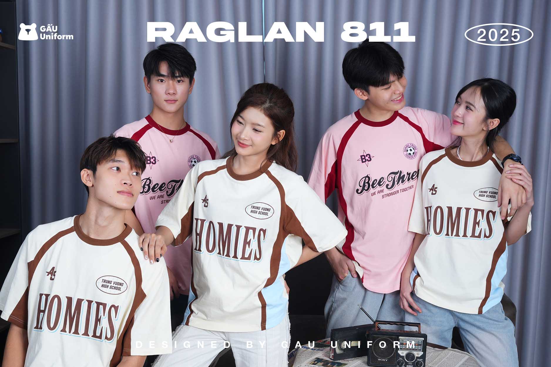Áo lớp Raglan 811 Hồng