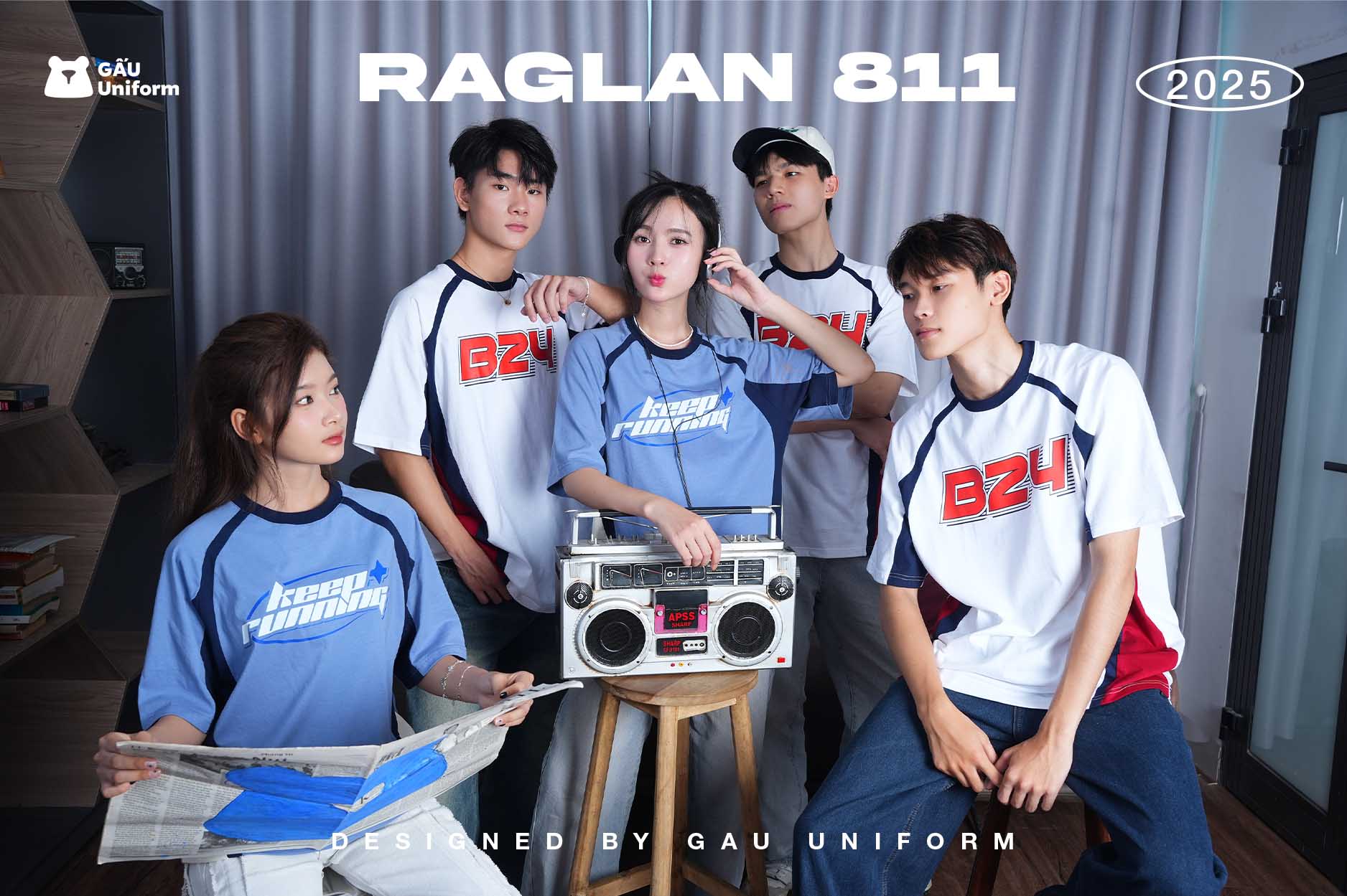 Áo lớp Raglan 811 Xanh Da Trời