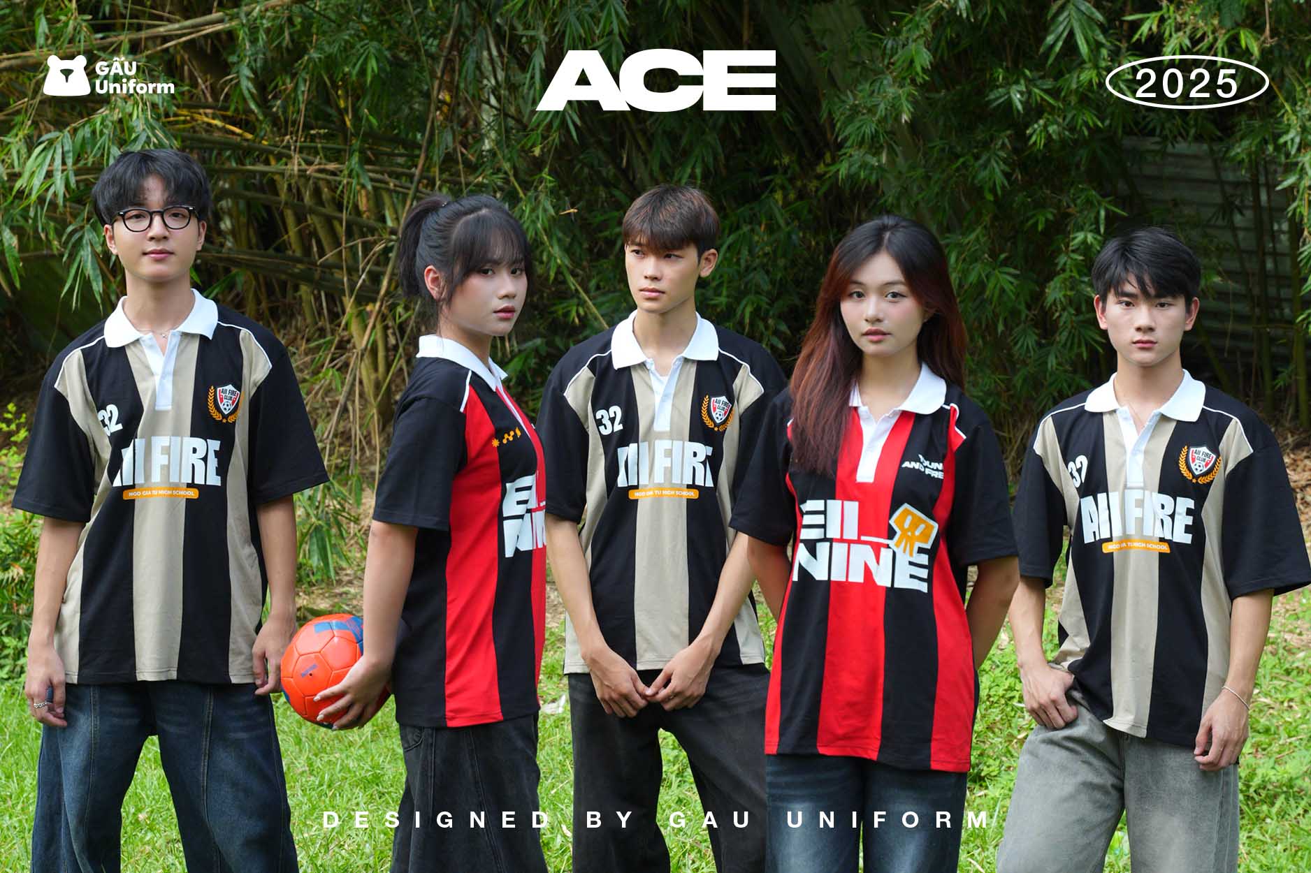 Áo lớp ACE Sọc Đen Xám