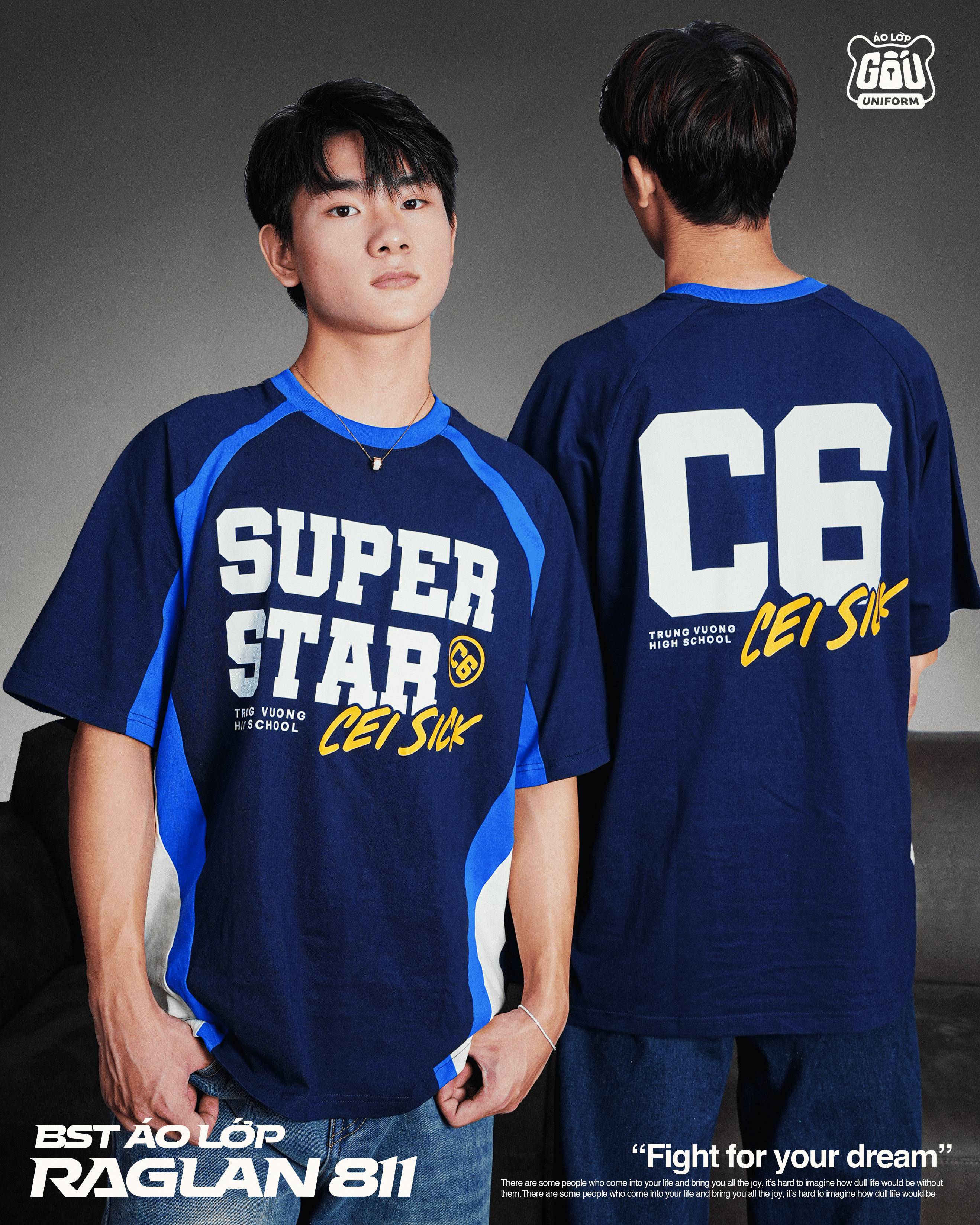 Áo lớp Raglan 811 Xanh Dương