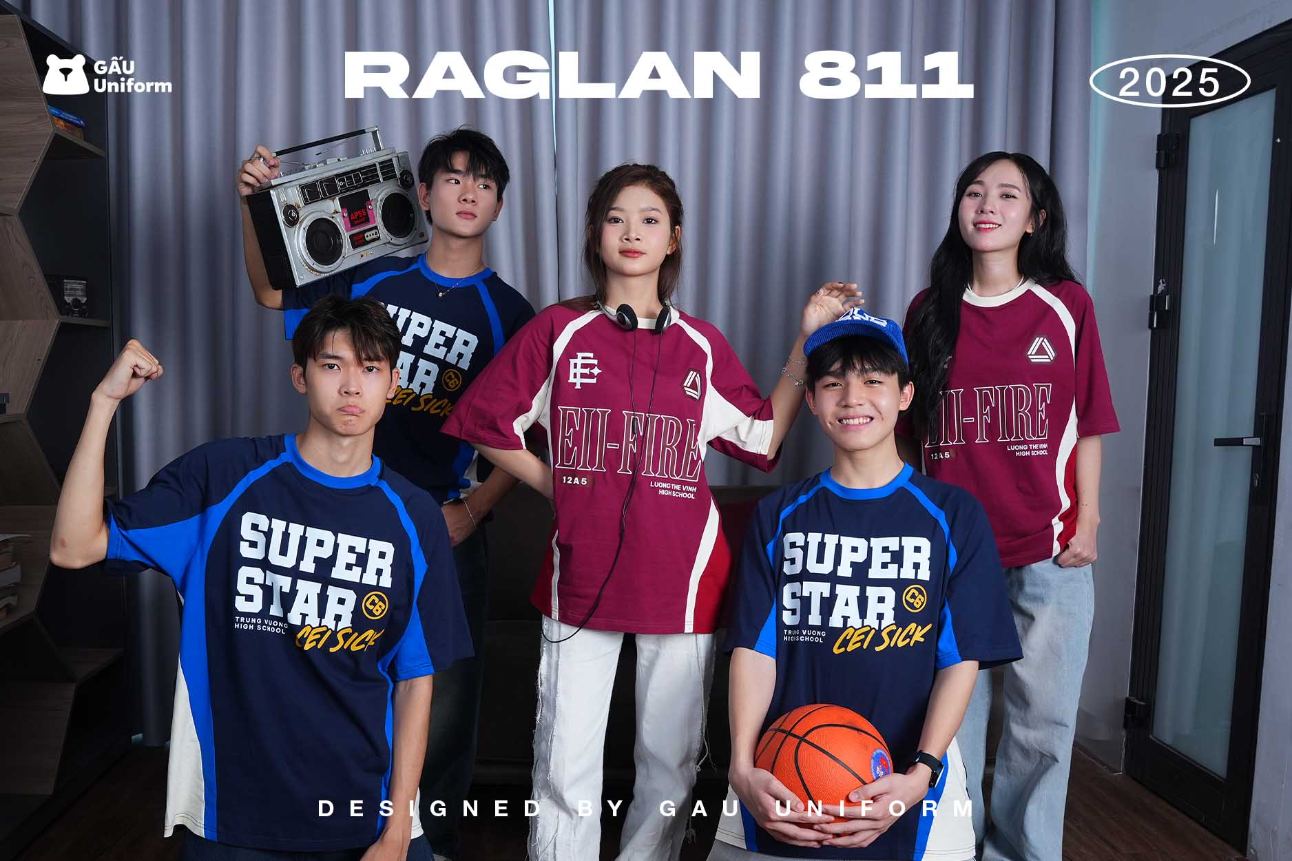 Áo lớp Raglan 811 Xanh Dương