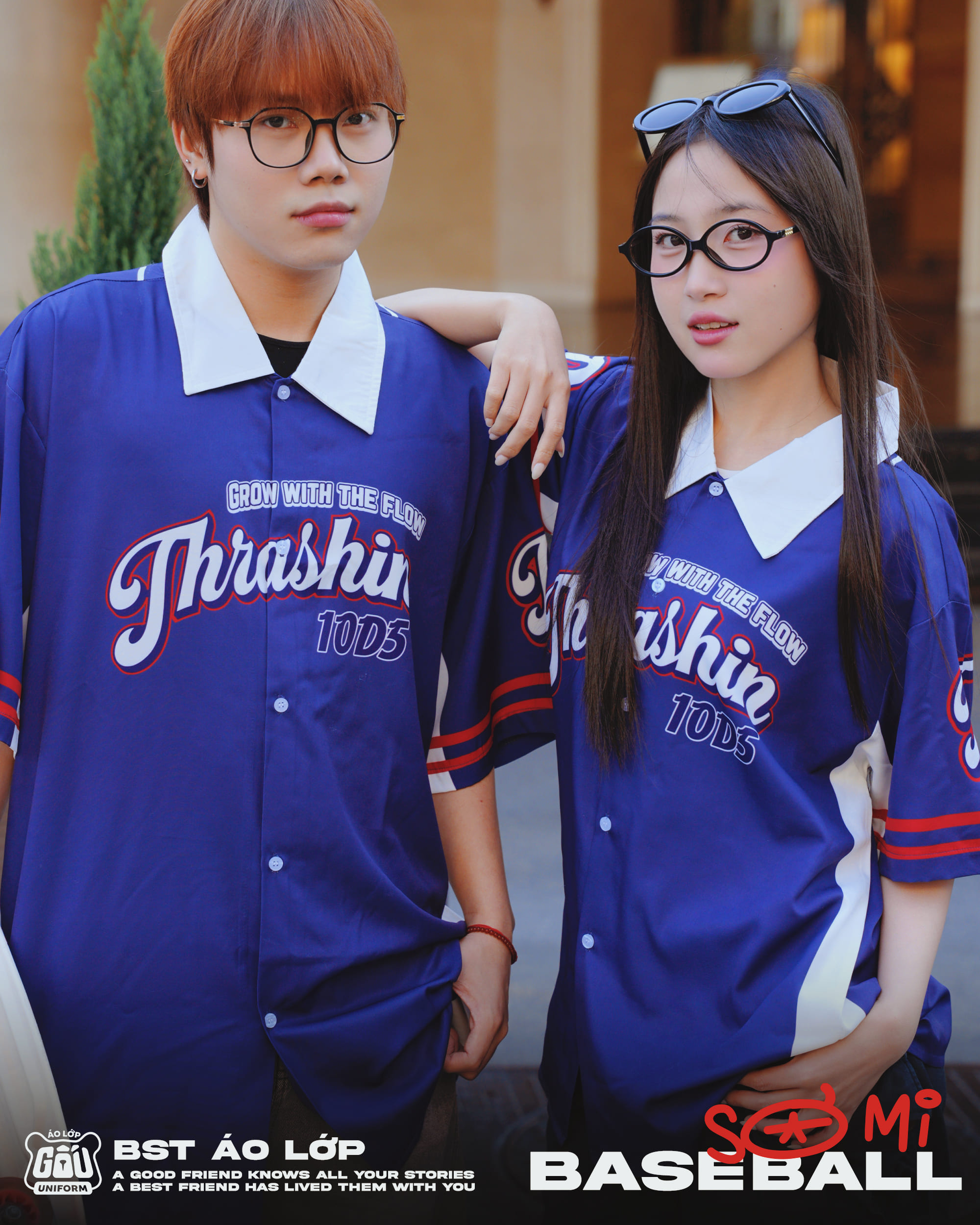 Áo lớp Sơmi Baseball màu xanh than