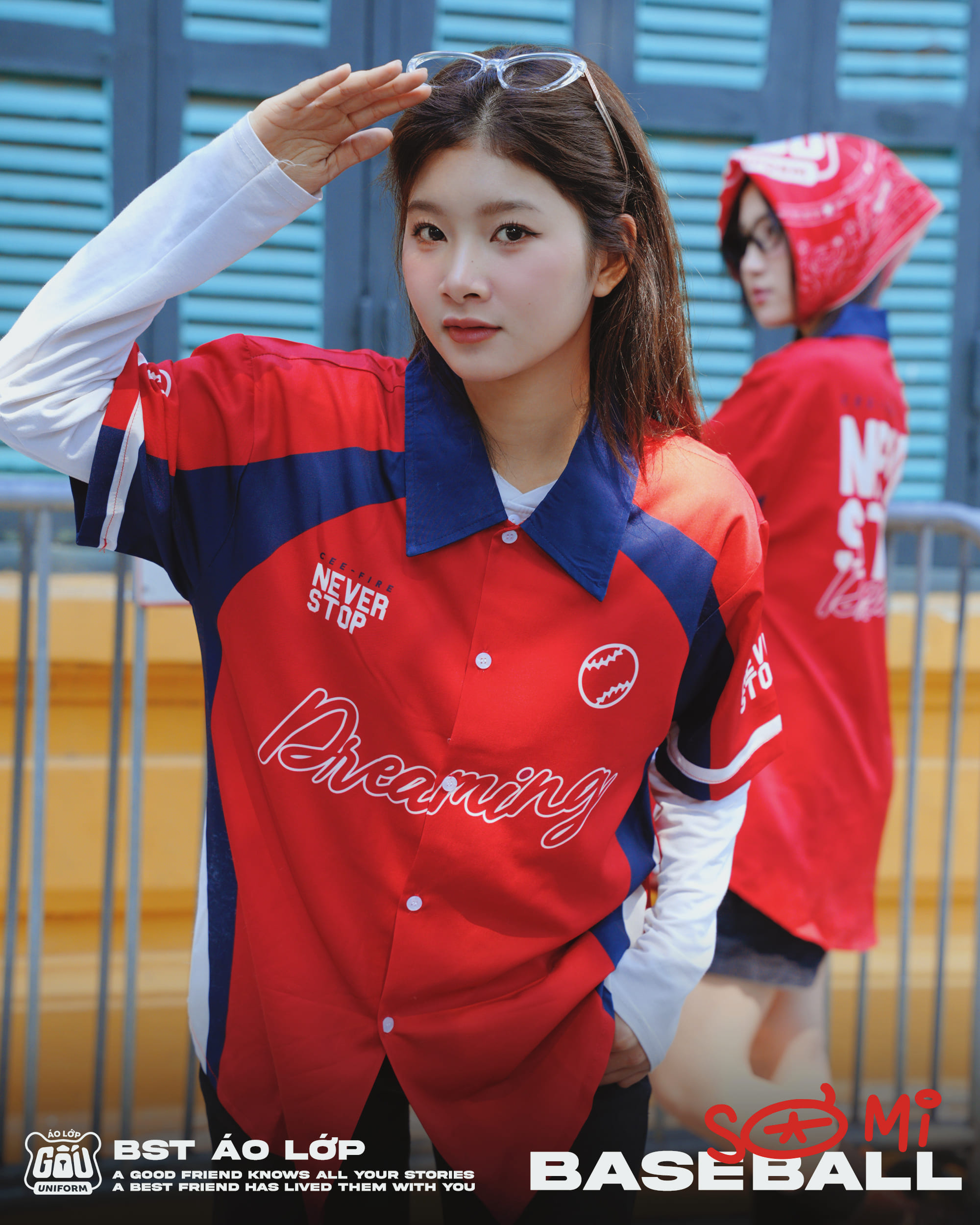 Áo lớp Sơmi Baseball màu đỏ