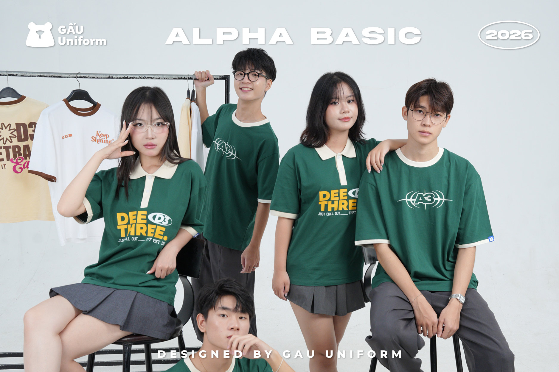 Áo lớp Alpha Basic T-shirt màu xanh lá