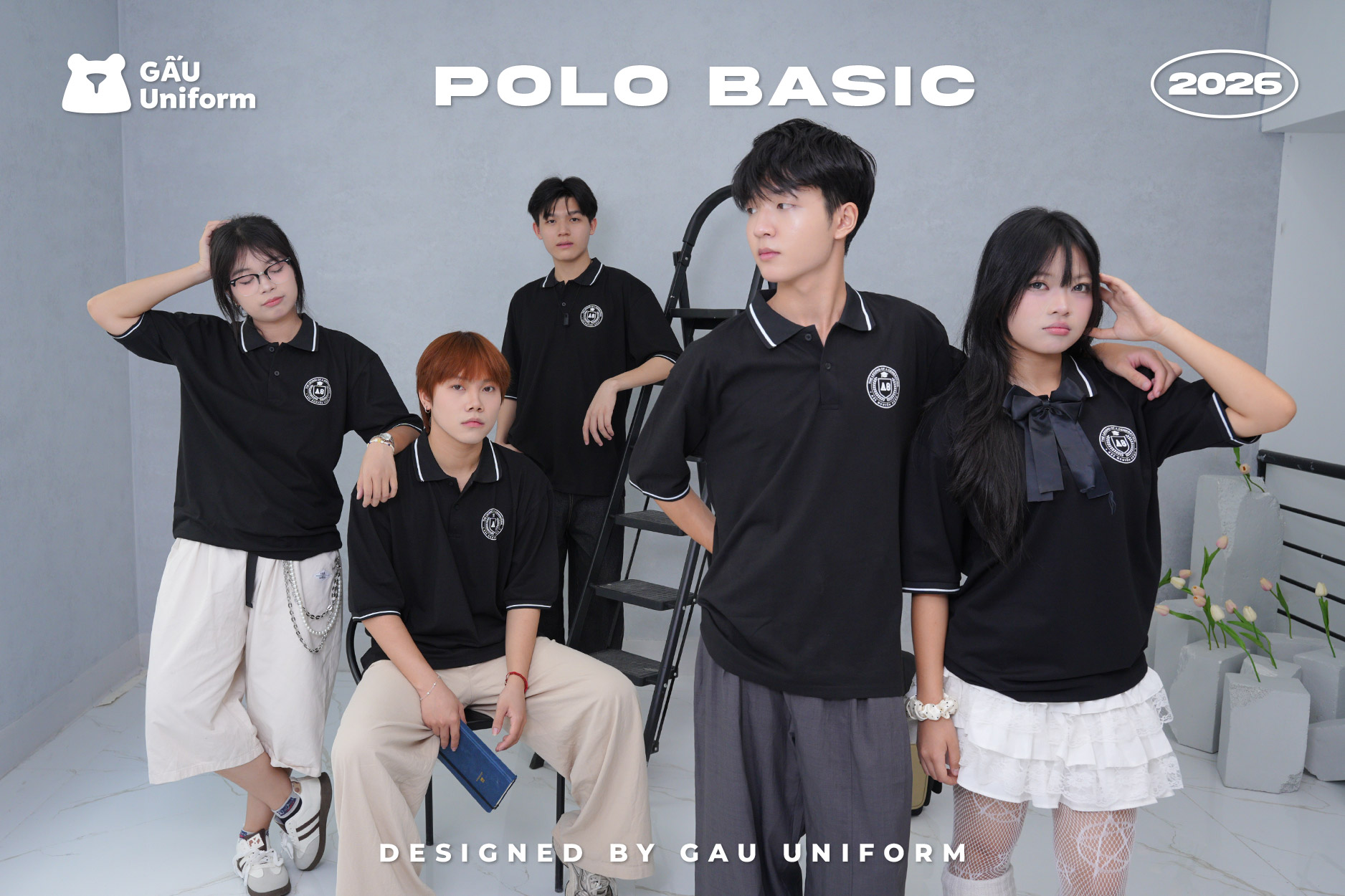 Áo lớp Polo Basic màu đen