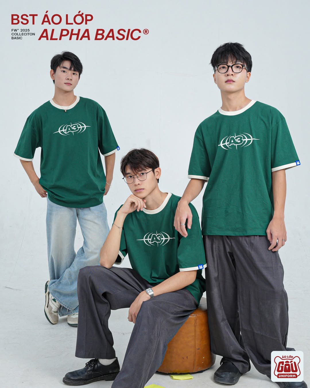 Áo lớp Alpha Basic T-shirt màu xanh lá