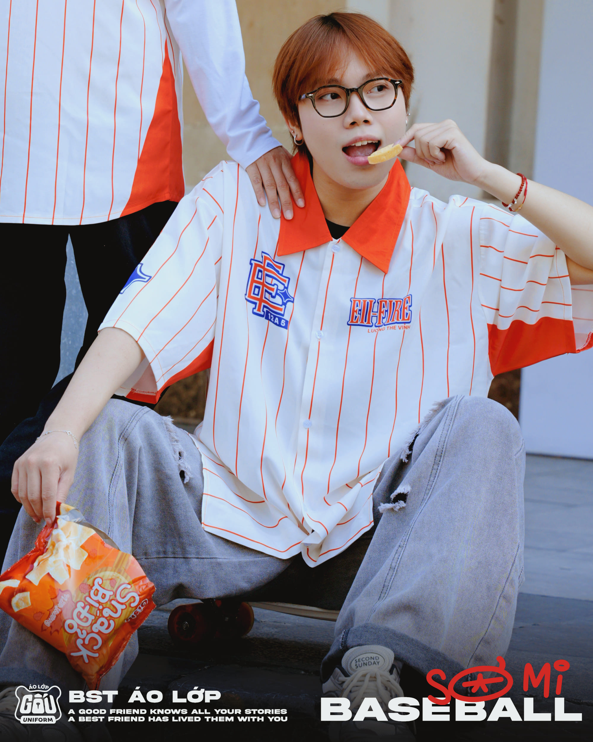 Áo lớp Sơmi Baseball màu cam