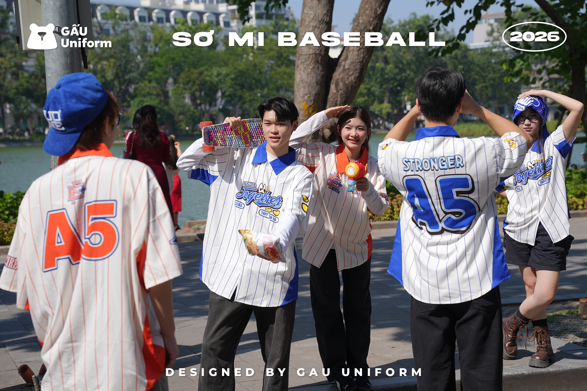 Áo lớp Sơmi Baseball màu cam