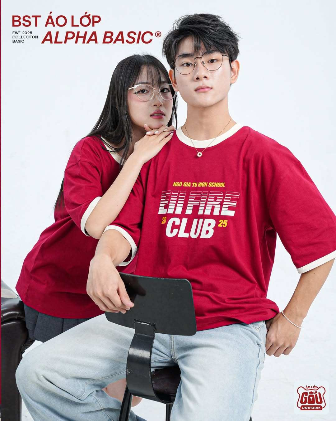 Áo lớp Alpha Basic màu đỏ