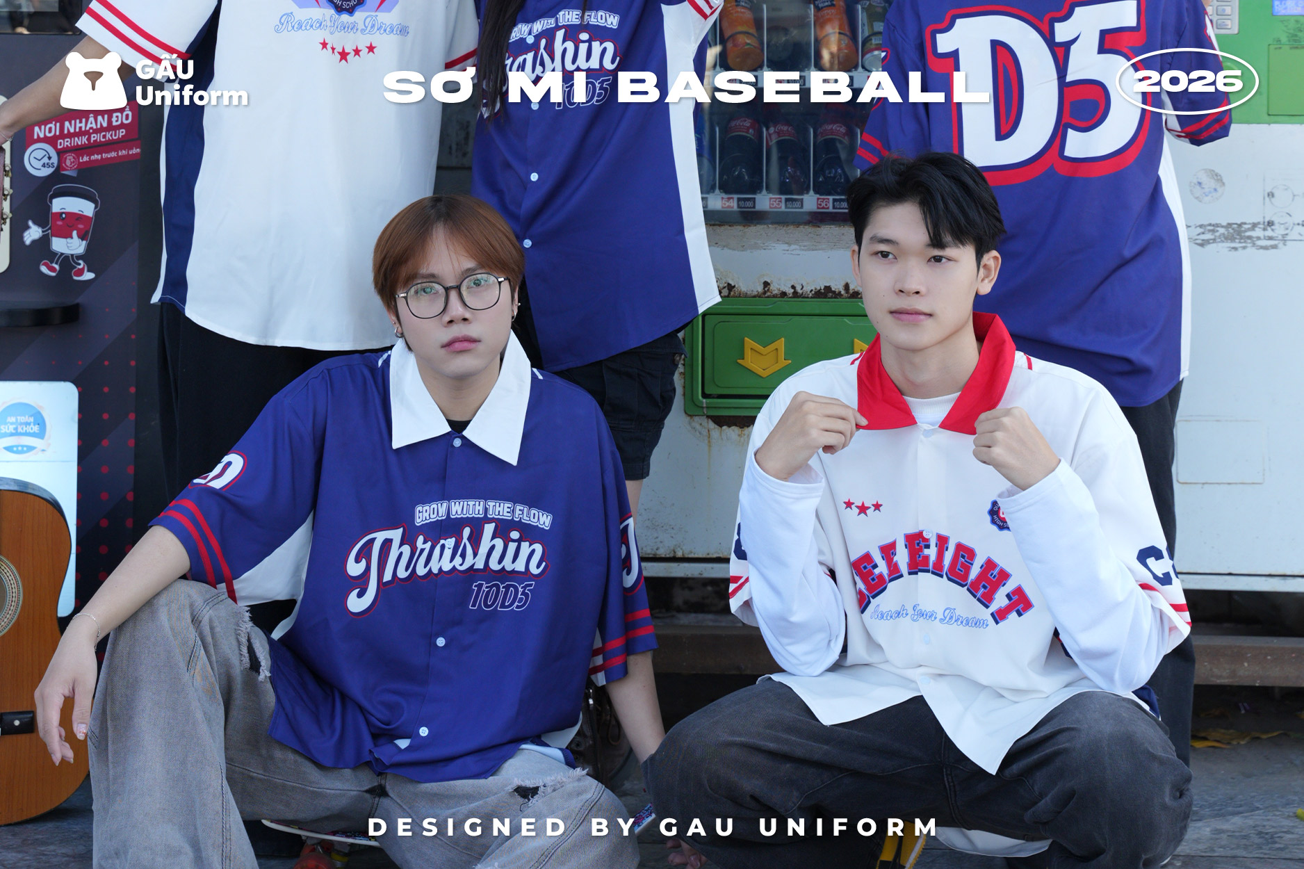 Áo lớp Sơmi Baseball màu xanh than