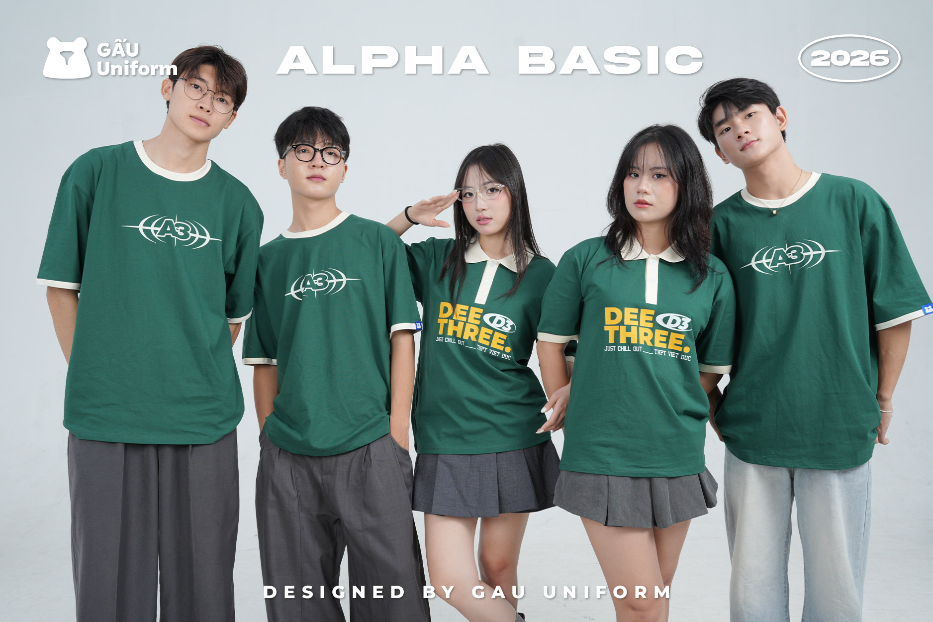 Áo lớp Alpha Basic màu xanh lá