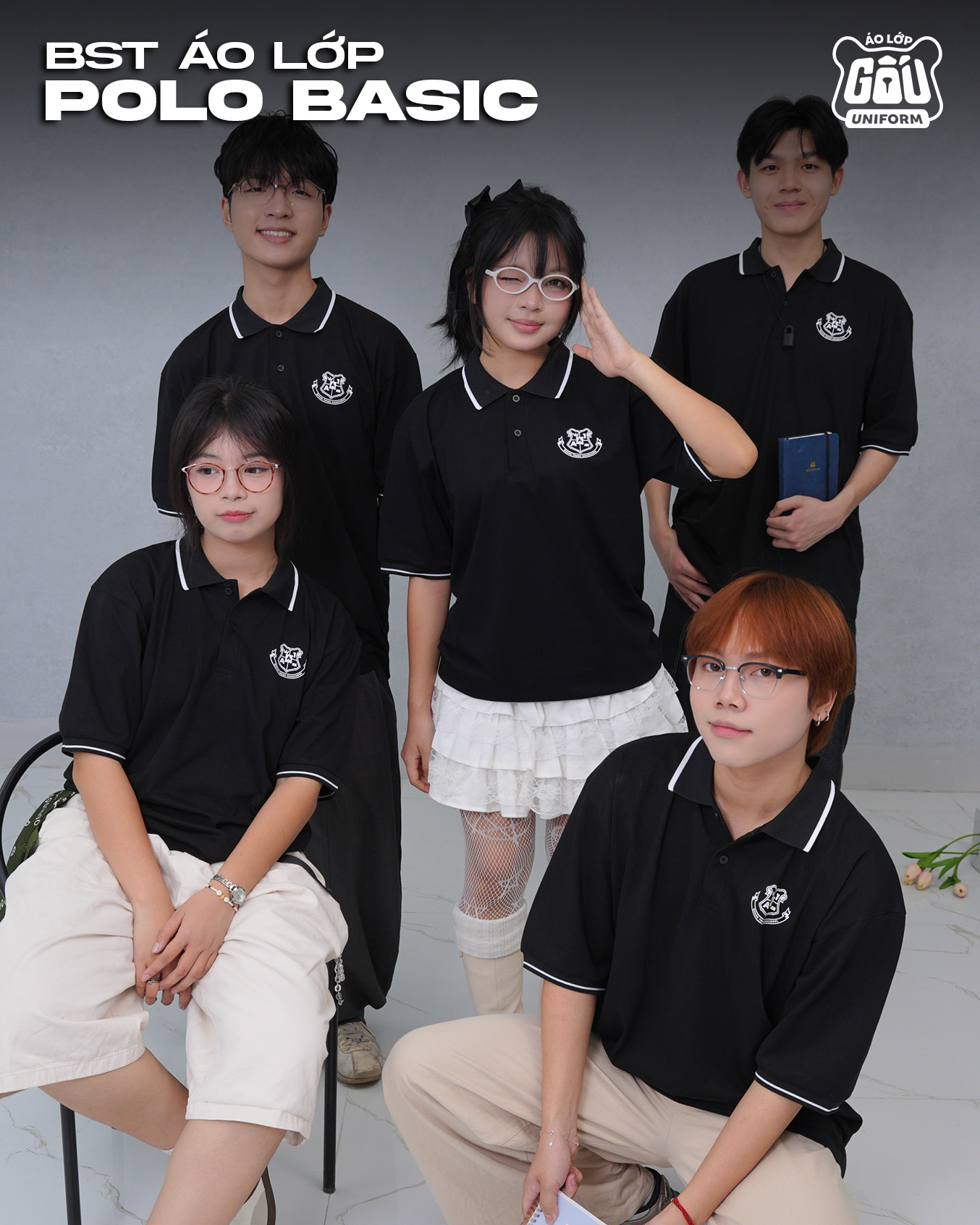 Áo lớp Polo Basic màu đen