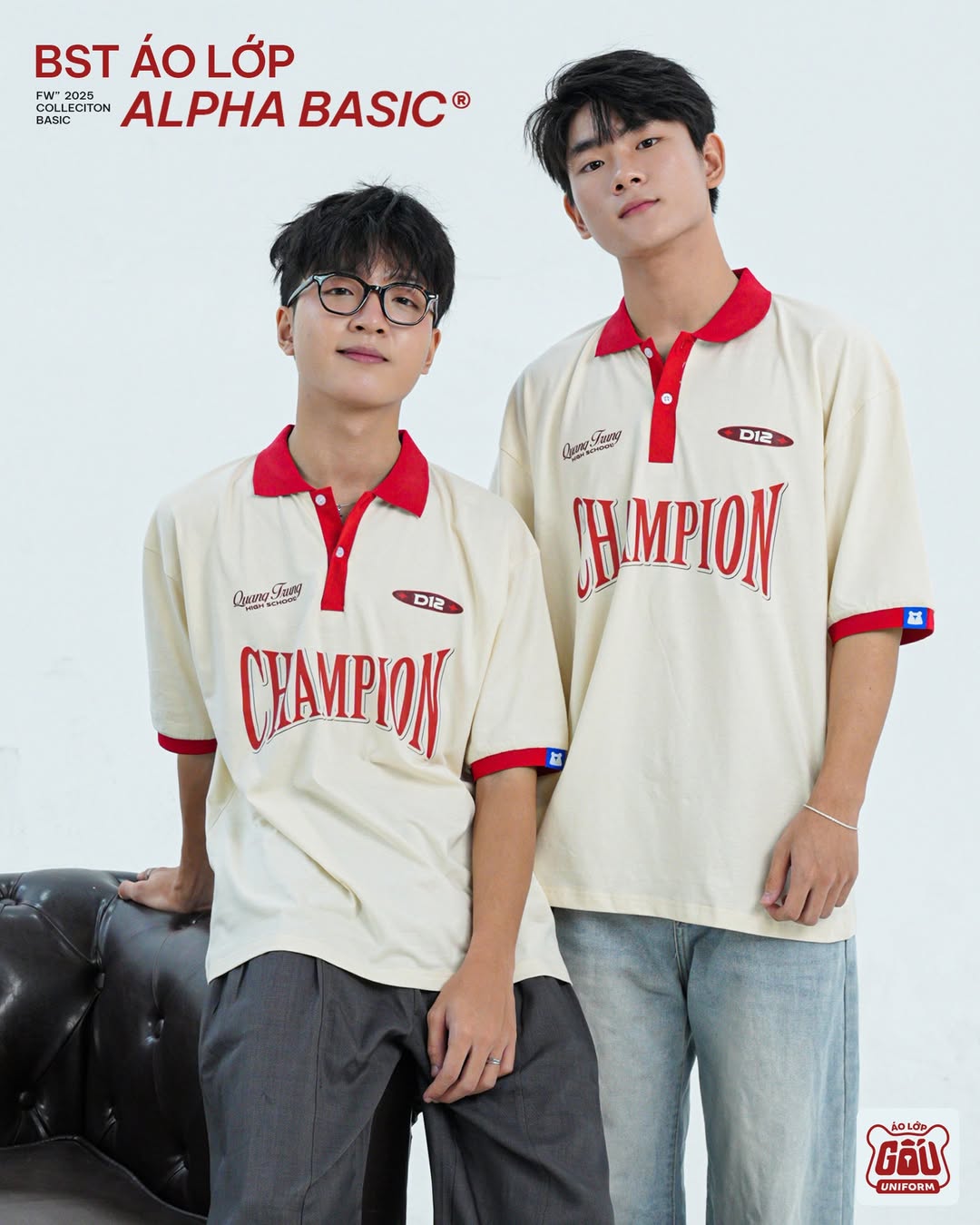 Áo lớp Alpha Basic màu kem