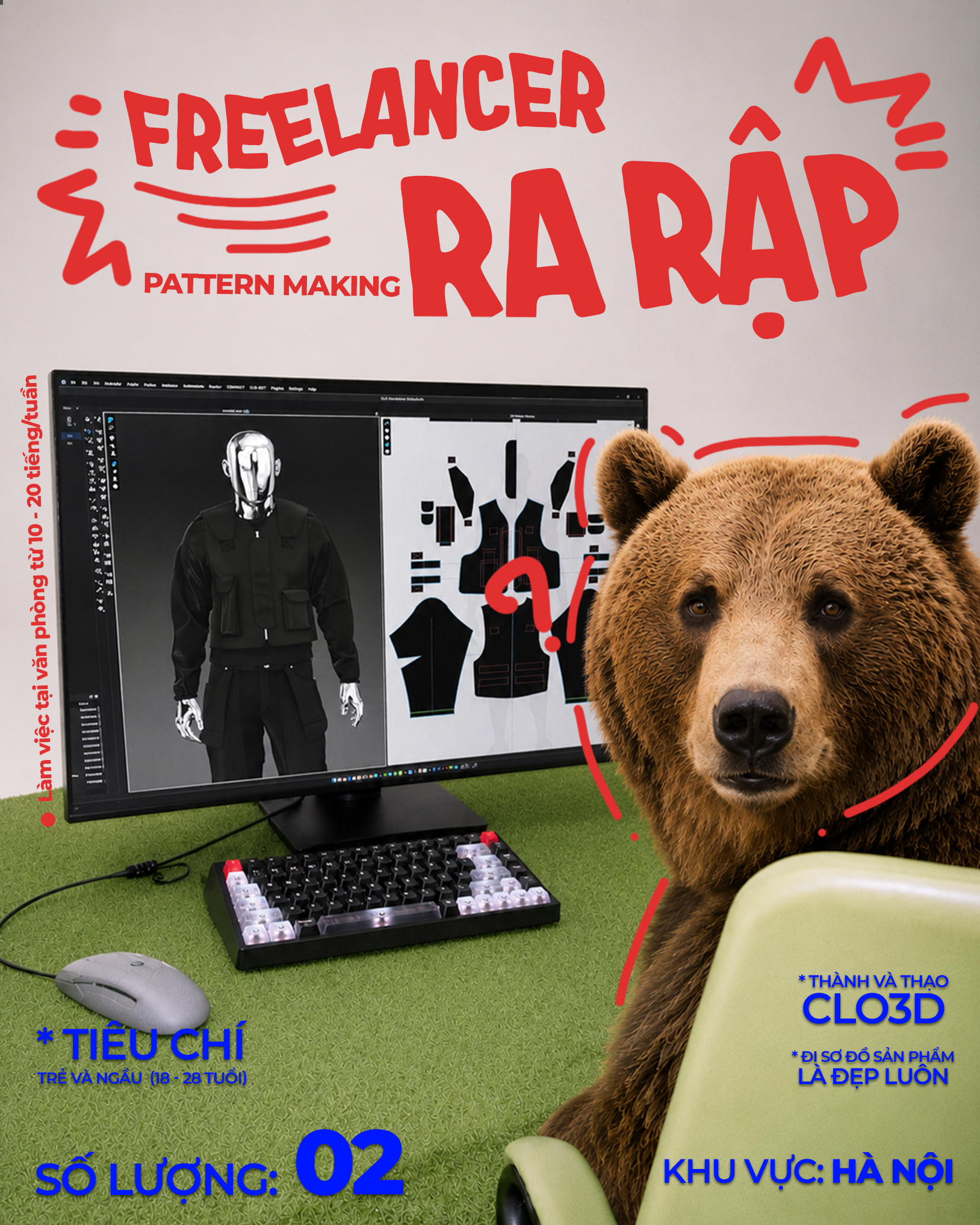 [GẤU UNIFORM] FREELANCER RA RẬP THỜI TRANG (CLO3D)